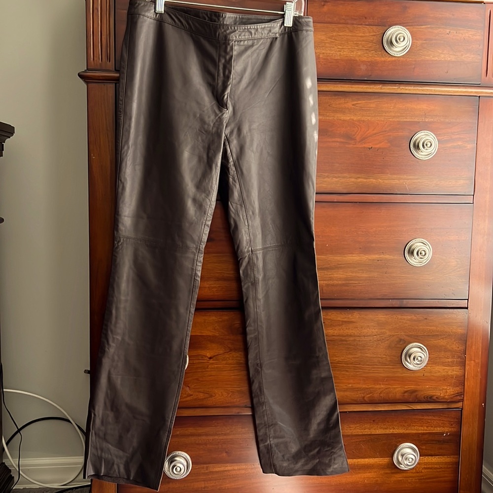 chocolate brown leather pants